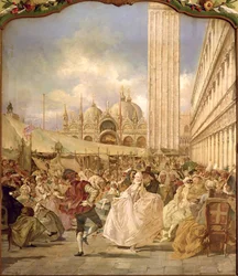 Baile de máscaras en la Plaza de San Marcos, Venecia